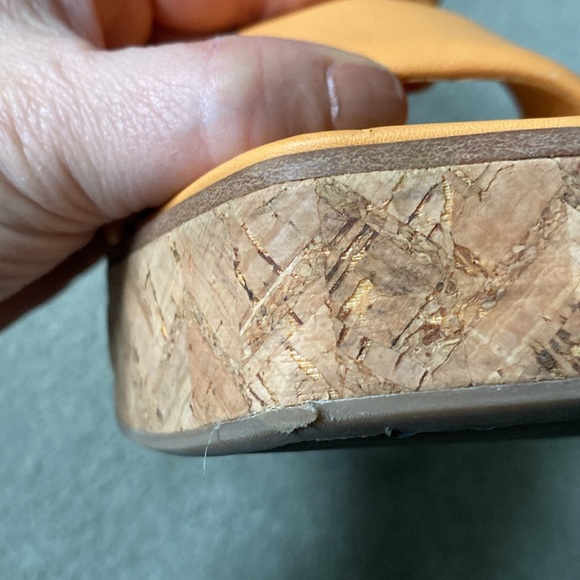 Franco Sarto clemens cork leather wedge sandals velcro straps with gold accents - Picture 6 of 7